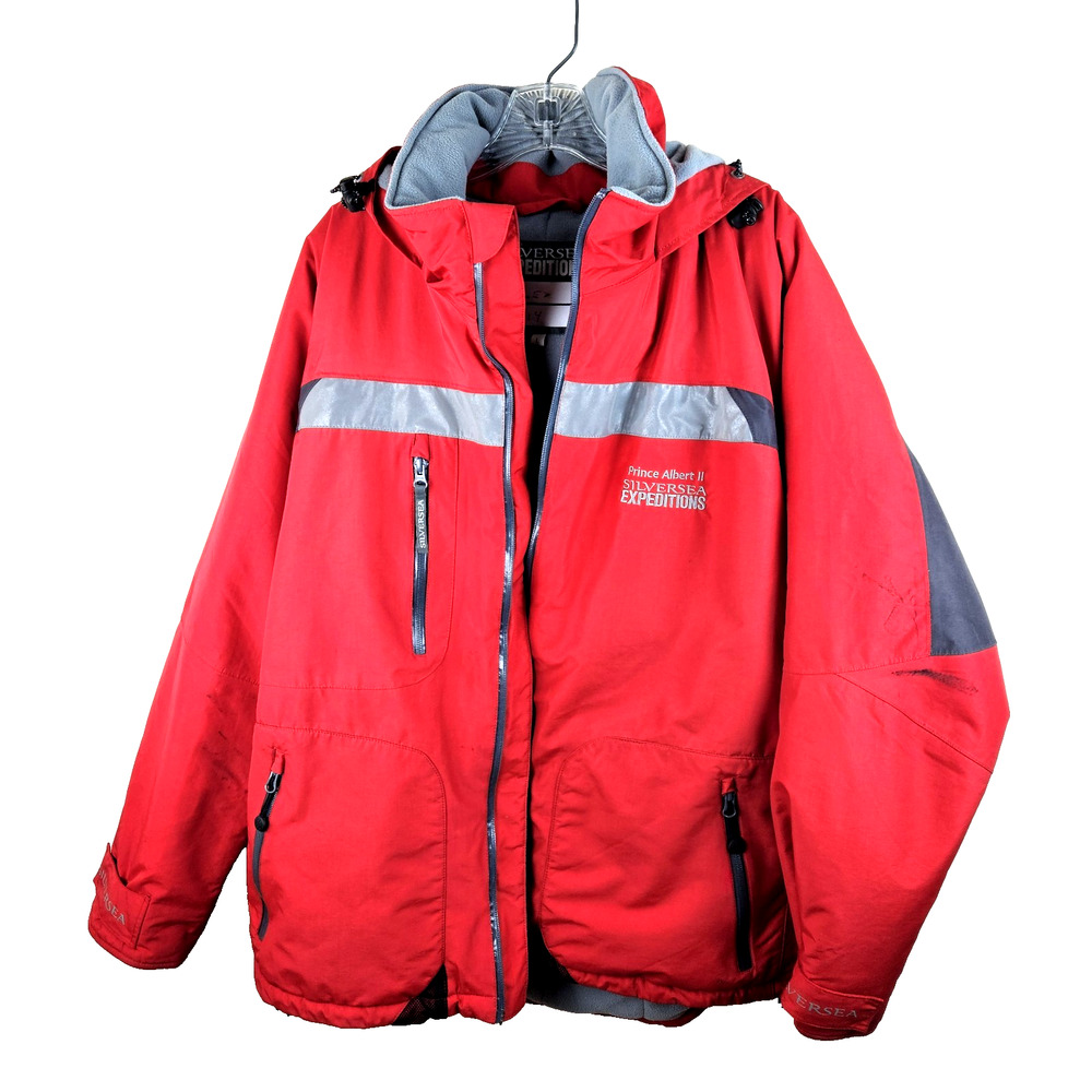 Silversea Expeditions Hooded Parka Men's L Red Soft Shell Winter Sailing Cruise